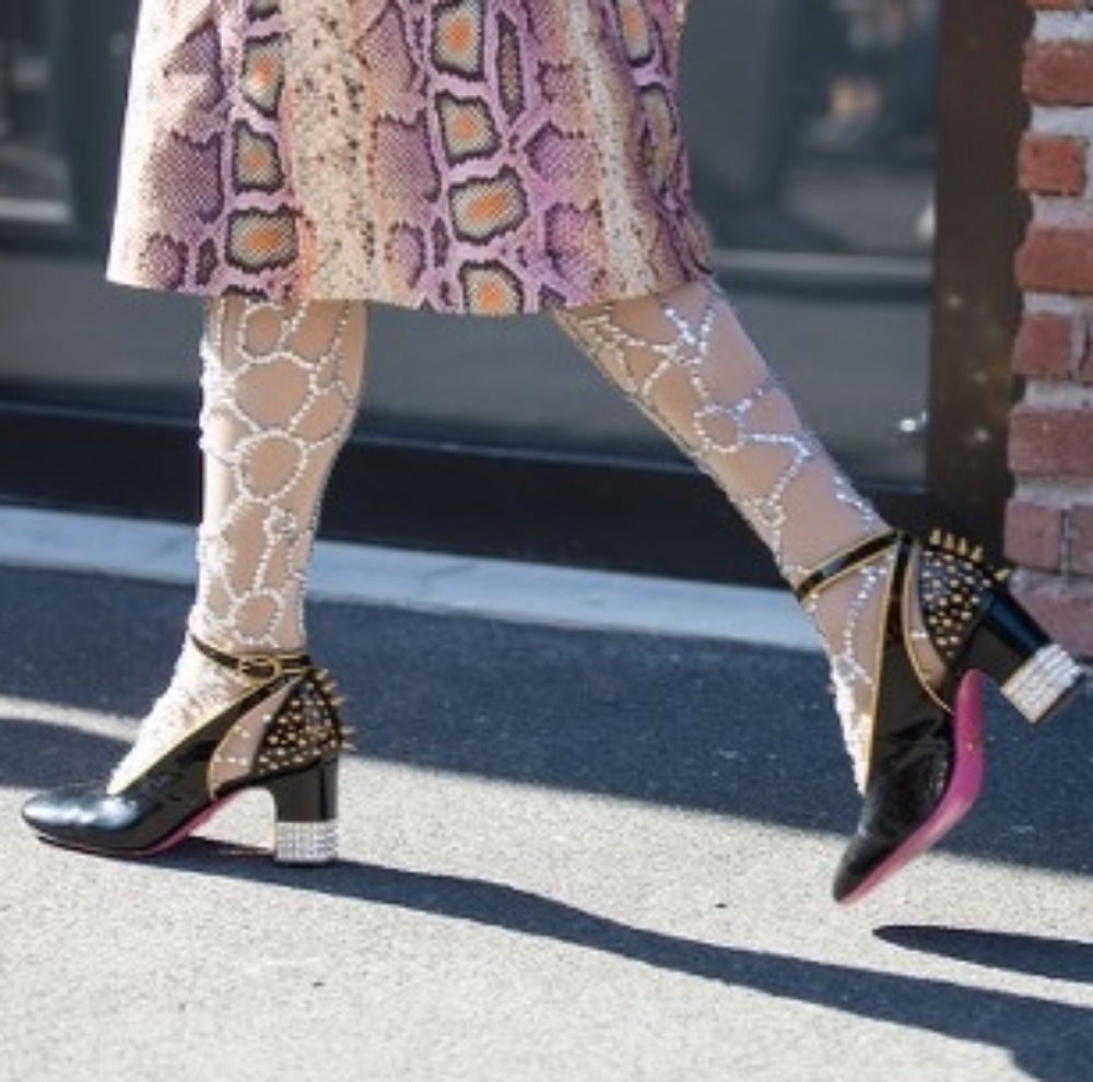 Gucci Runway Caspar Patent Studded Crystal Block-Heel Slingback Pumps - Picture 9 of 9